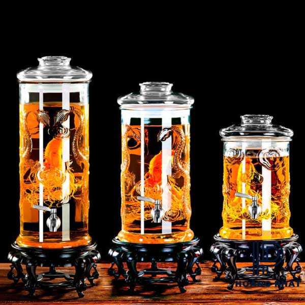 Bình Thủy Tinh Ngâm Rượu Trụ Rồng 12 Lít Có Vòi Tại Tphcm